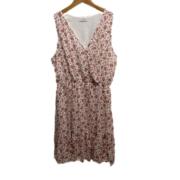 Kaileigh Dresses & Skirts - Kaileigh Women's Sz M White Floral Print Surplice Neckline Sleeveless Dress EUC